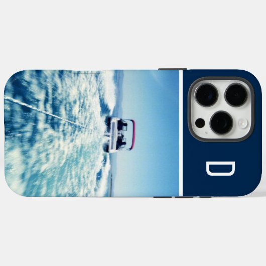 ウォータースポーツ縦型モノグラムのフォトネイビーブルー Case-Mate iPhoneケース (裏面 (横))