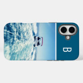 ウォータースポーツ 縦位置 写真 モノグラム オーシャンブルー Case-Mate iPhoneケース (裏面 (横))