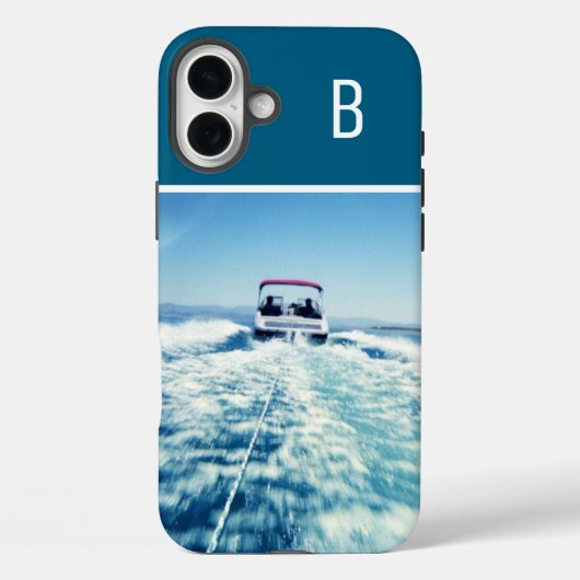 ウォータースポーツ 縦位置 写真 モノグラム オーシャンブルー Case-Mate iPhoneケース (裏面)