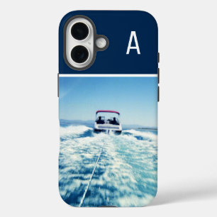 ウォータースポーツ 縦位置 写真 モノグラム ネイビーブルー iPhone 16ケース