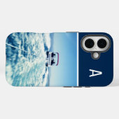 ウォータースポーツ 縦位置 写真 モノグラム ネイビーブルー Case-Mate iPhoneケース (裏面 (横))