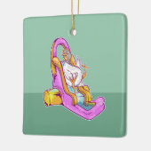 ウォータースライダーに乗った鶏 セラミックオーナメント (左)