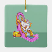 ウォータースライダーに乗った鶏 セラミックオーナメント (裏面)