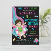 ウォータースライドの誕生日招待状 プールパーティーのお誘い 招待状 (スタンド正面)