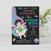 ウォータースライドの誕生日招待状 水公園の夏 招待状 (スタンド正面)