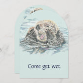 ウォータースライドウォーターパークバースデーパーティー招待状 招待状 (正面/裏面)