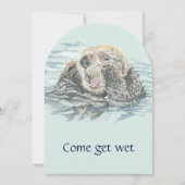 ウォータースライドウォーターパークバースデーパーティー招待状 招待状 (正面)