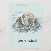 ウォータースライドウォーターパークバースデーパーティー招待状 招待状 (正面/裏面)