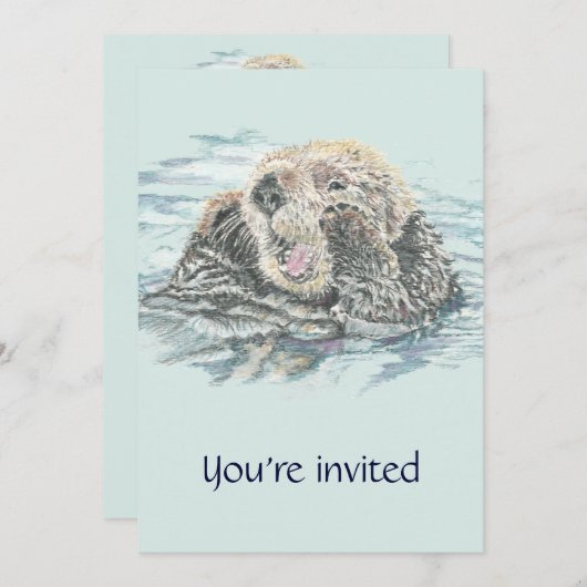 ウォータースライドウォーターパークバースデーパーティー招待状 招待状 (正面/裏面)