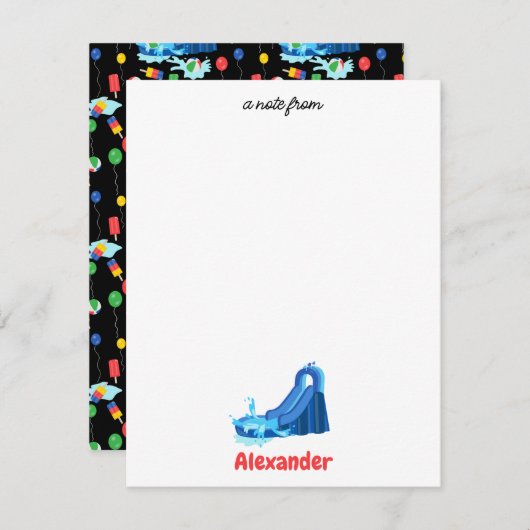 ウォータースライドキッズサマースプラッシュ誕生日 ノートカード (正面/裏面)