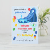 ウォータースライドキッズサマースプラッシュ誕生日 招待状 (スタンド正面)