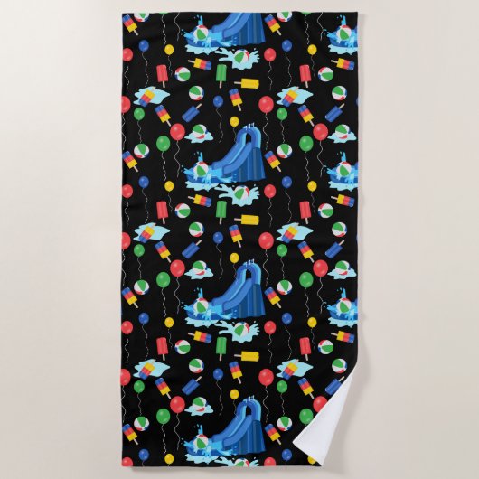 ウォータースライドキッズサマーボーイガールおもしろい ビーチタオル (正面)