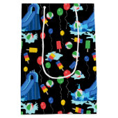 ウォータースライドキッズサマーボーイガールおもしろい ミディアムペーパーバッグ (裏面)