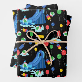 ウォータースライドキッズサマーボーイガールおもしろい ラッピングペーパーシート