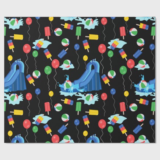 ウォータースライドキッズサマーボーイガールおもしろい ラッピングペーパー (フラット)
