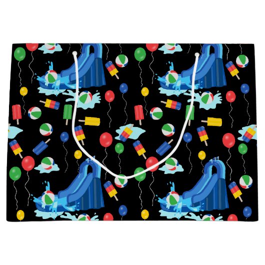 ウォータースライドキッズサマーボーイガールおもしろい ラージペーパーバッグ (正面)