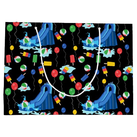 ウォータースライドキッズサマーボーイガールおもしろい ラージペーパーバッグ (裏面)