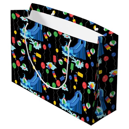 ウォータースライドキッズサマーボーイガールおもしろい ラージペーパーバッグ (裏面アングル)