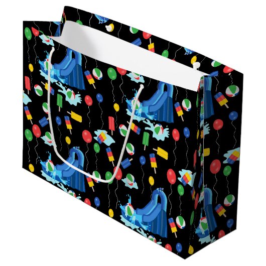 ウォータースライドキッズサマーボーイガールおもしろい ラージペーパーバッグ (正面アングル)