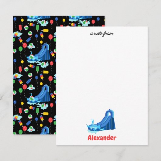 ウォータースライドキッズサマー スプラッシュスプラッシュ誕生日 ノートカード (正面/裏面)