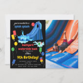 ウォータースライドサマースプラッシュフォト誕生日 招待状 (正面)