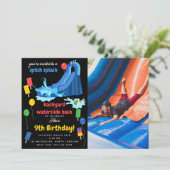 ウォータースライドサマースプラッシュフォト誕生日 招待状 (スタンド正面)