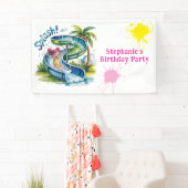 ウォータースライドスプラッシュガールバースデーパーティー 横断幕 (インサイチュ)