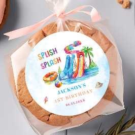 ウォータースライドスプラッシュ誕生日パーティー ラウンドシール