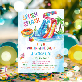 ウォータースライドスプラッシュ誕生日パーティー 招待状