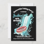 ウォータースライドチュービングプールバースデーパーティー 招待状 (正面)