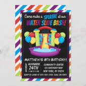 ウォータースライドパーティの招待状サマーバースデーパーティー 招待状 (正面/裏面)