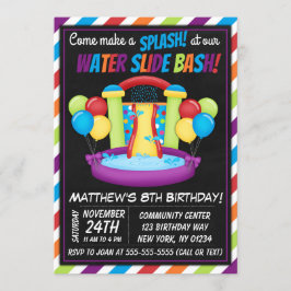 ウォータースライドパーティの招待状サマーバースデーパーティー 招待状