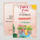 ウォータースライドパーティーの招待状 招待状 (正面/裏面)