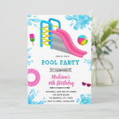 ウォータースライドパーティー誕生日招待状 招待状 (スタンド正面)