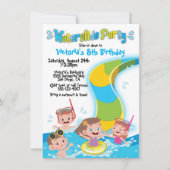 ウォータースライドプール誕生日パーティー 招待状 (正面)