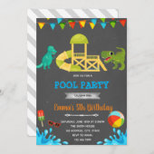 ウォータースライド恐竜パーティー 招待状 (正面/裏面)