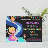 ウォータースライド誕生日の招待プールパーティー招待状 招待状 (スタンド正面)