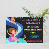 ウォータースライド誕生日の招待プールパーティー招待状 招待状 (スタンド正面)