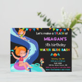 ウォータースライド誕生日の招待プールパーティー招待状 招待状 (スタンド正面)