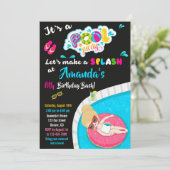 ウォータースライド誕生日の招待プールパーティー招待状 招待状 (スタンド正面)