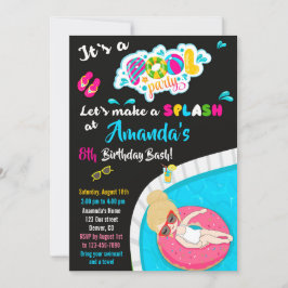 ウォータースライド誕生日の招待プールパーティー招待状 招待状