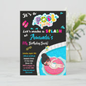 ウォータースライド誕生日の招待プールパーティー招待状 招待状 (スタンド正面)