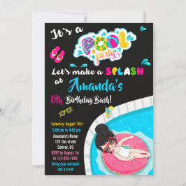 ウォータースライド誕生日の招待プールパーティー招待状 招待状