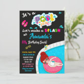 ウォータースライド誕生日の招待プールパーティー招待状 招待状 (スタンド正面)