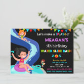 ウォータースライド誕生日の招待プールパーティー招待状 招待状 (スタンド正面)