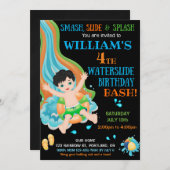 ウォータースライド誕生日の招待プールパーティー招待状 招待状 (正面/裏面)