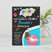 ウォータースライド誕生日の招待プールパーティー招待状 招待状 (スタンド正面)