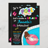 ウォータースライド誕生日の招待プールパーティー招待状 招待状 (正面/裏面)