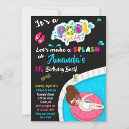 ウォータースライド誕生日の招待プールパーティー招待状 招待状
