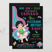 ウォータースライド誕生日の招待状ウォーターパークの夏 招待状 (正面/裏面)